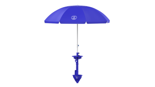 Beach Umbrella and Umbrella Stand in Blue